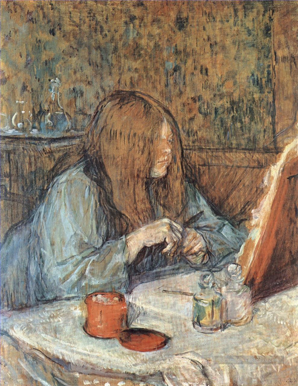 Madame poupoule à sa coiffeuse 1898 Toulouse Lautrec Henri de Peintures à l'huile